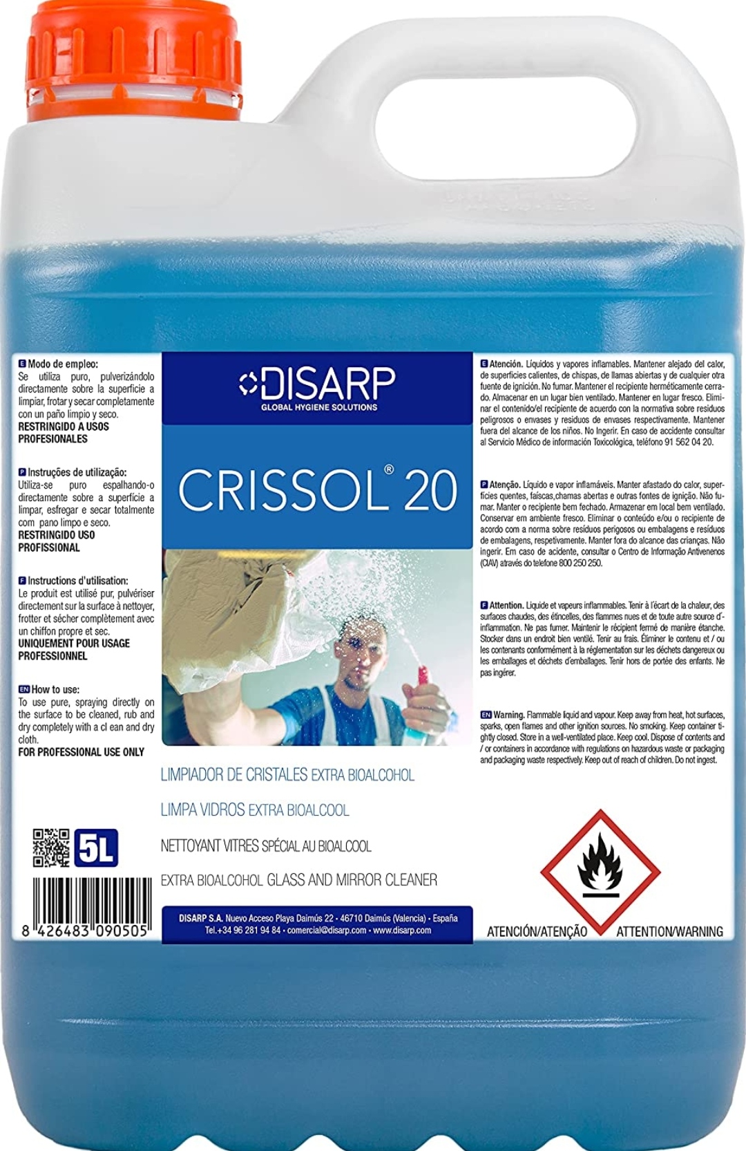 CRISSOL 20 5L LIMPIADOR CRISTALES EXTRA BIOALCOHOL