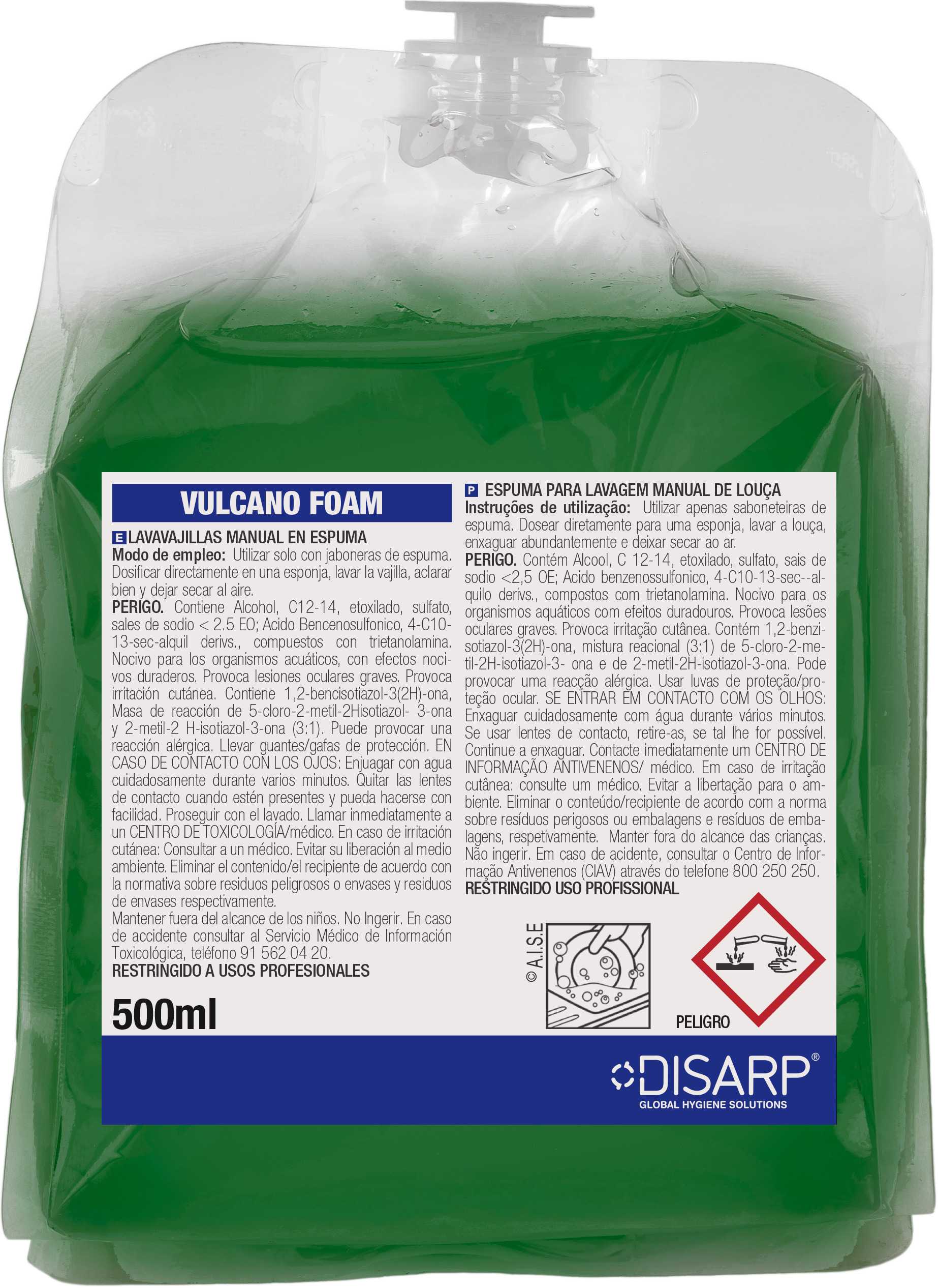 VULCANO FOAM ECO-Z CARGAS 12X500CC VAJILLA MANUAL